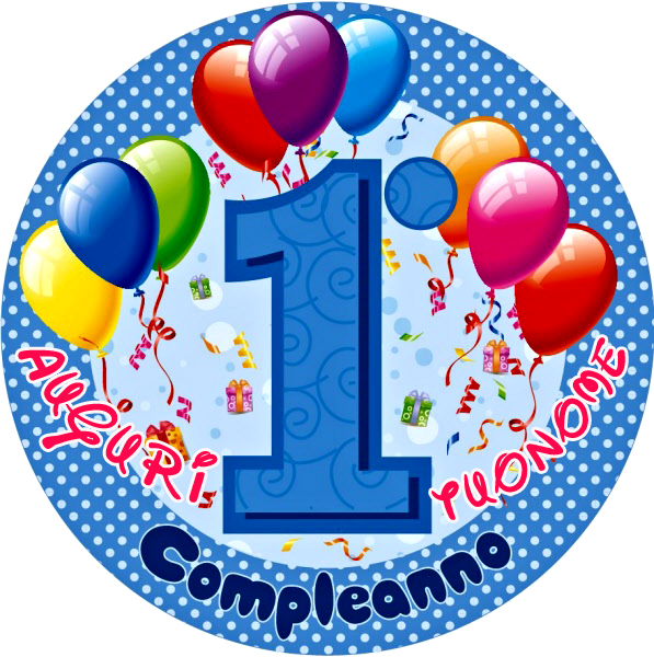 Cialda in ostia per torta PRIMO COMPLEANNO BIMBO, personalizzata con nome, disco, dolce, torte, cialde, ostie, cake topper