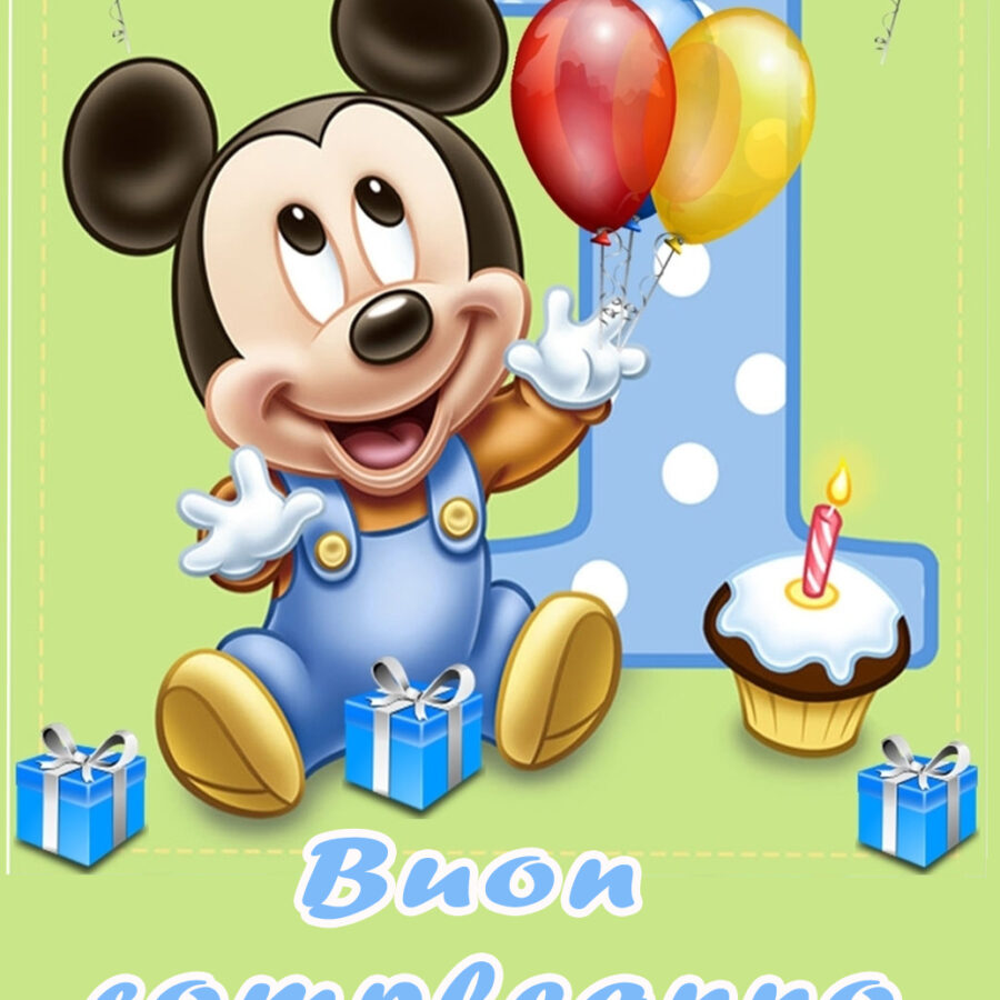 Cialda in ostia per torta PRIMO COMPLEANNO TOPOLINO BABY MICKEY MOUSE, personalizzata con nome, disco, dolce, torte, cialde, ostie, cake topper