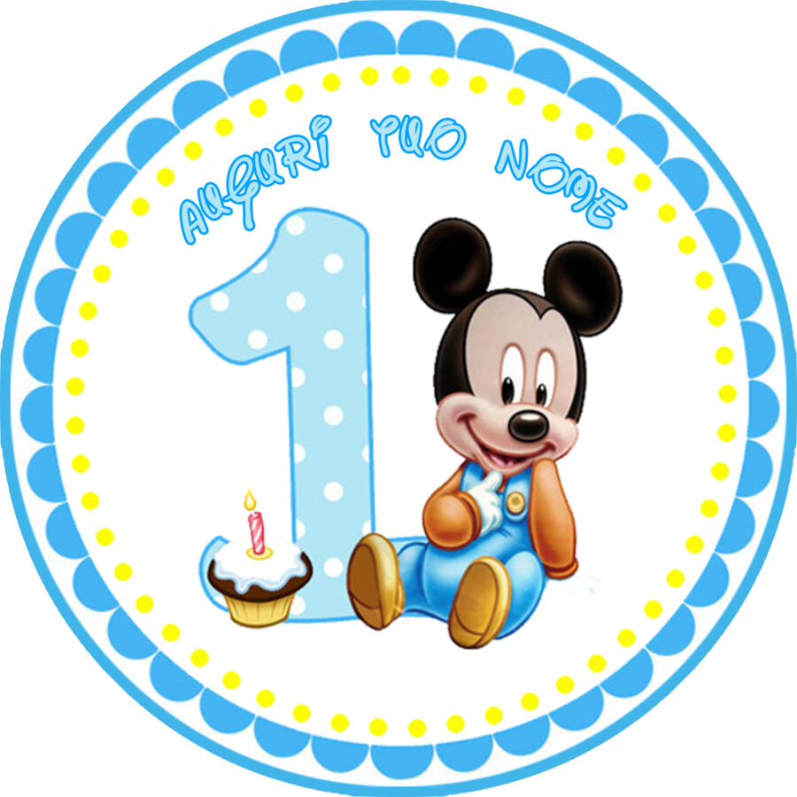 Cialda in ostia per torta primo compleanno Topolino baby personalizzabile, cialde, ostie