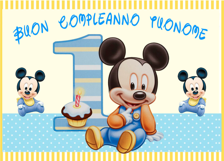 Cialda in ostia per torta primo compleanno Topolino baby personalizzabile, cialde, ostie