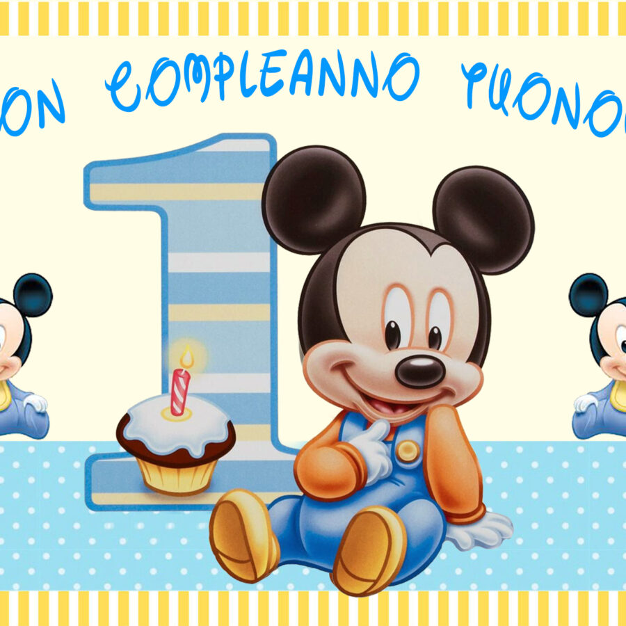 Cialda in ostia per torta primo compleanno Topolino baby personalizzabile, cialde, ostie