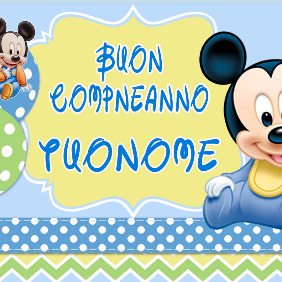 Cialda in ostia per torta PRIMO COMPLEANNO TOPOLINO BABY MICKEY MOUSE, personalizzata con nome, disco, dolce, torte, cialde, ostie, cake topper