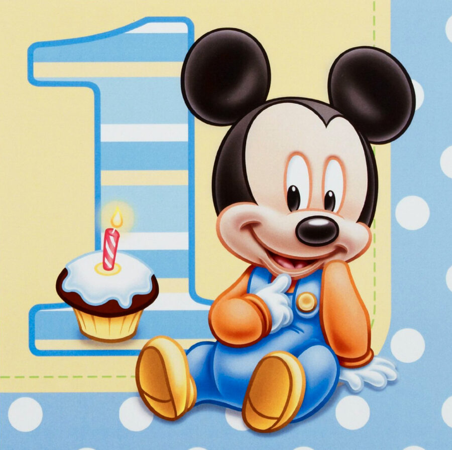 Cialda in ostia per torta primo compleanno Topolino baby personalizzabile, cialde, ostie