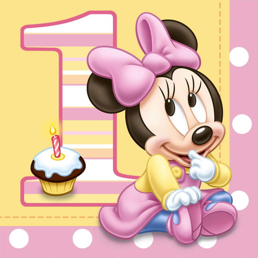 Cialda in ostia per torta primo compleanno Minnie baby personalizzabile, cialde, ostie