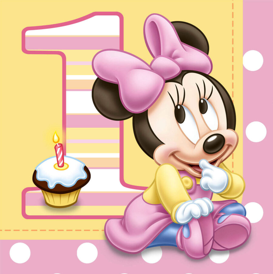 Cialda in ostia per torta primo compleanno Minnie baby personalizzabile, cialde, ostie