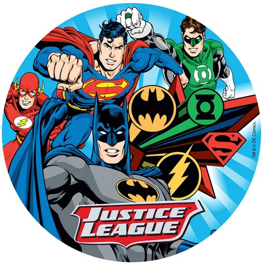 Cialda in ostia per torta Justice League super eroi personalizzabile, cialde, ostie