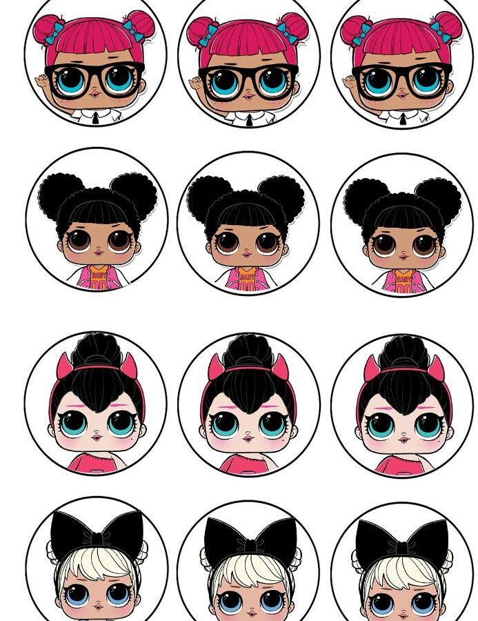 Mini cialde in ostia per cupcakes BAMBOLE LOL, dischetti, sagome per dolci, cup cake, biscotti