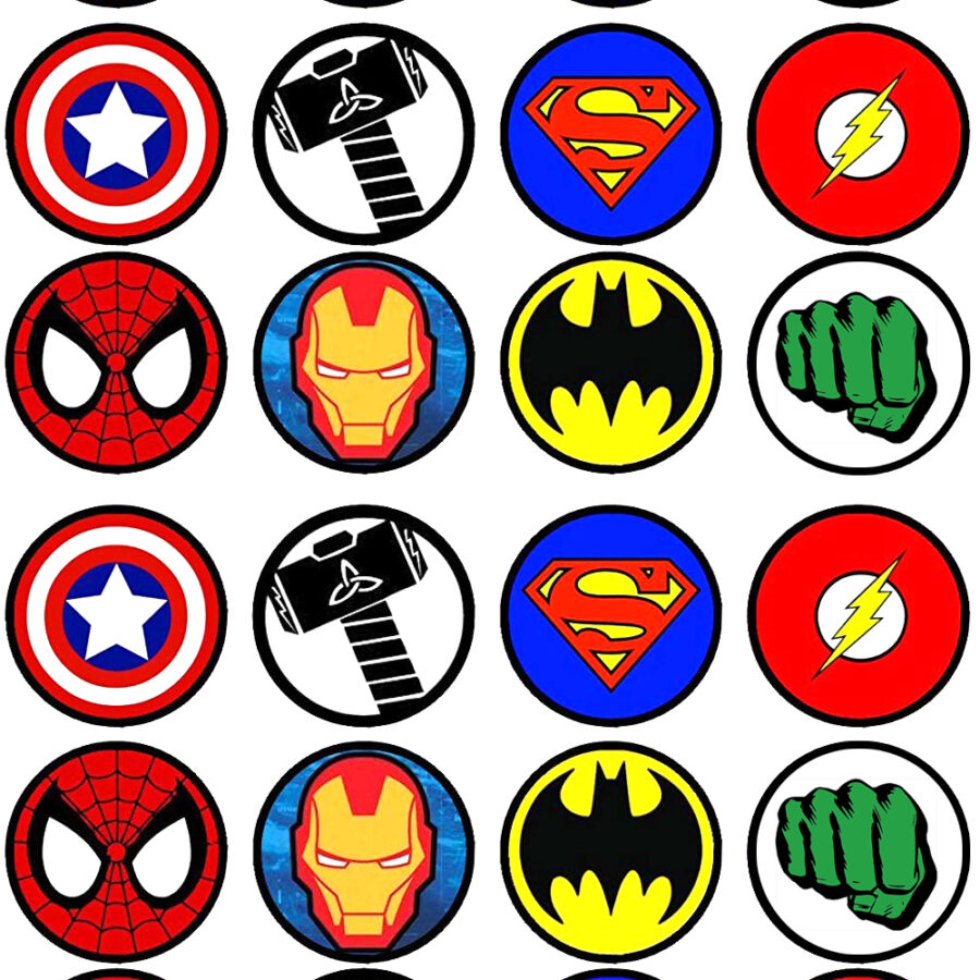 Mini cialde in ostia per cupcakes THE AVENGERS, dischetti, sagome per dolci, cup cake, biscotti