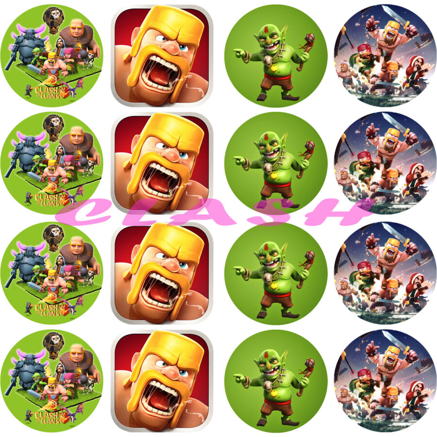Mini cialde in ostia per cupcakes CLASH OF CLANS, dischetti, sagome per dolci, cup cake, biscotti