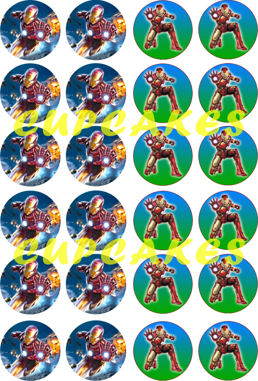 Mini cialde in ostia per cupcakes IRON MAN, dischetti, sagome per dolci, cup cake, biscotti