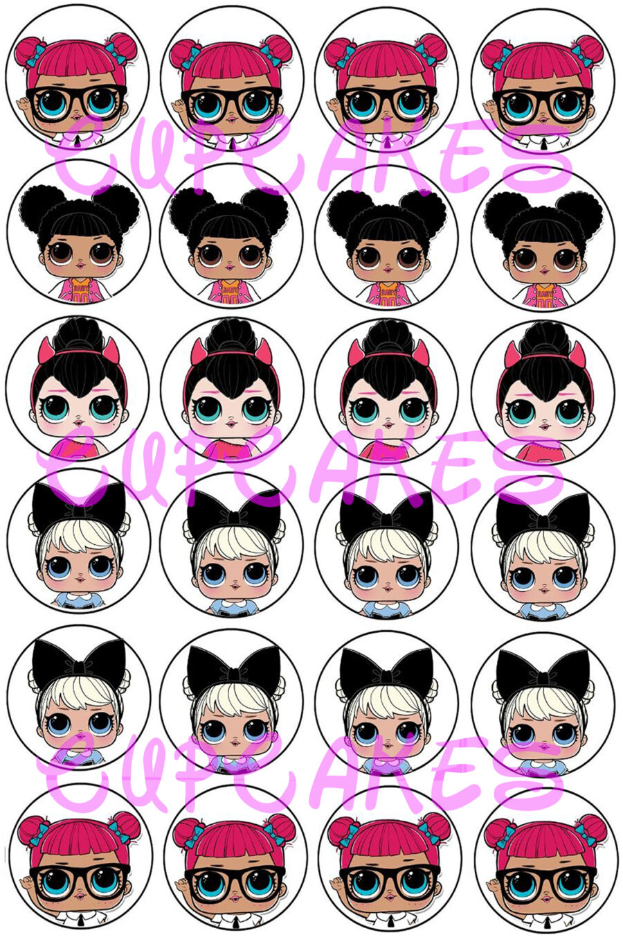Mini cialde in ostia per cupcakes BAMBOLE LOL, dischetti, sagome per dolci, cup cake, biscotti
