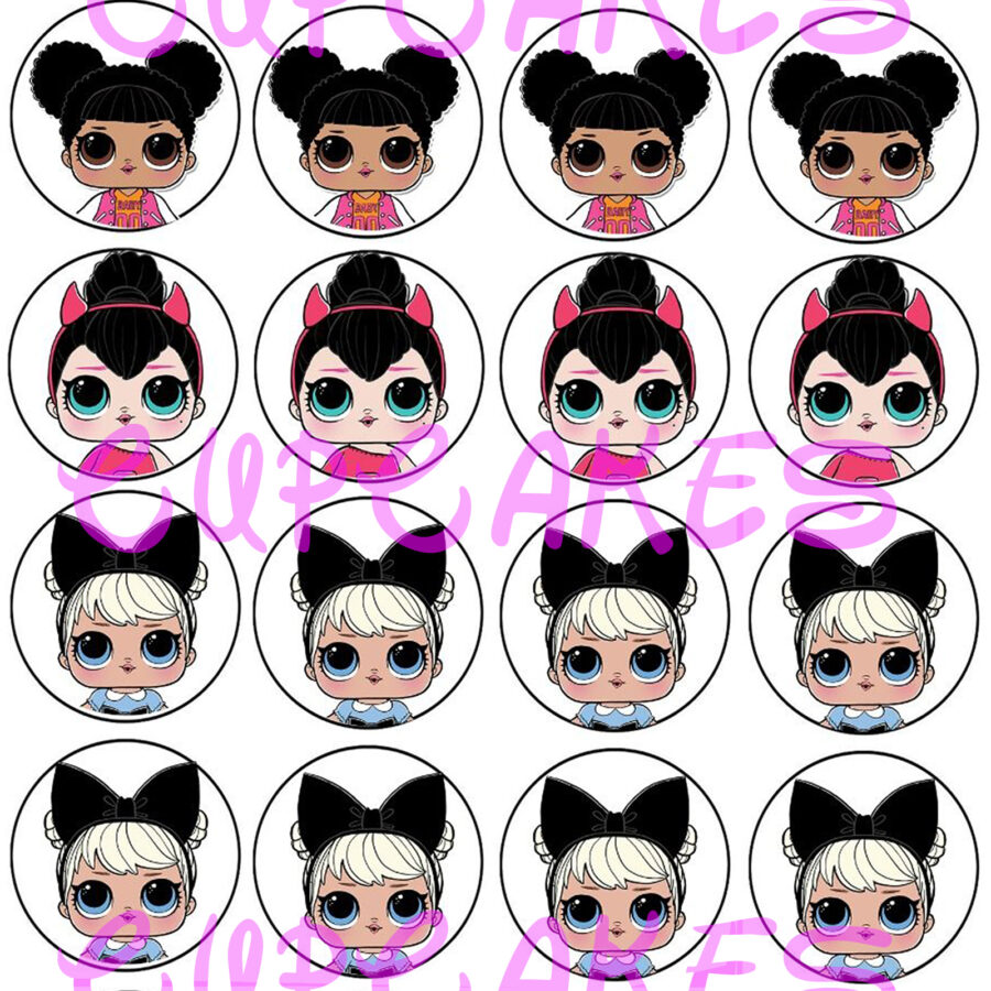 Mini cialde in ostia per cupcakes BAMBOLE LOL, dischetti, sagome per dolci, cup cake, biscotti