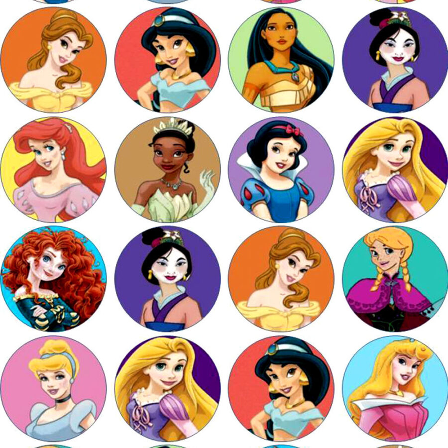 Mini cialde in ostia per cupcakes PRINCIPESSE DISNEY, dischetti, sagome per dolci, cup cake, biscotti
