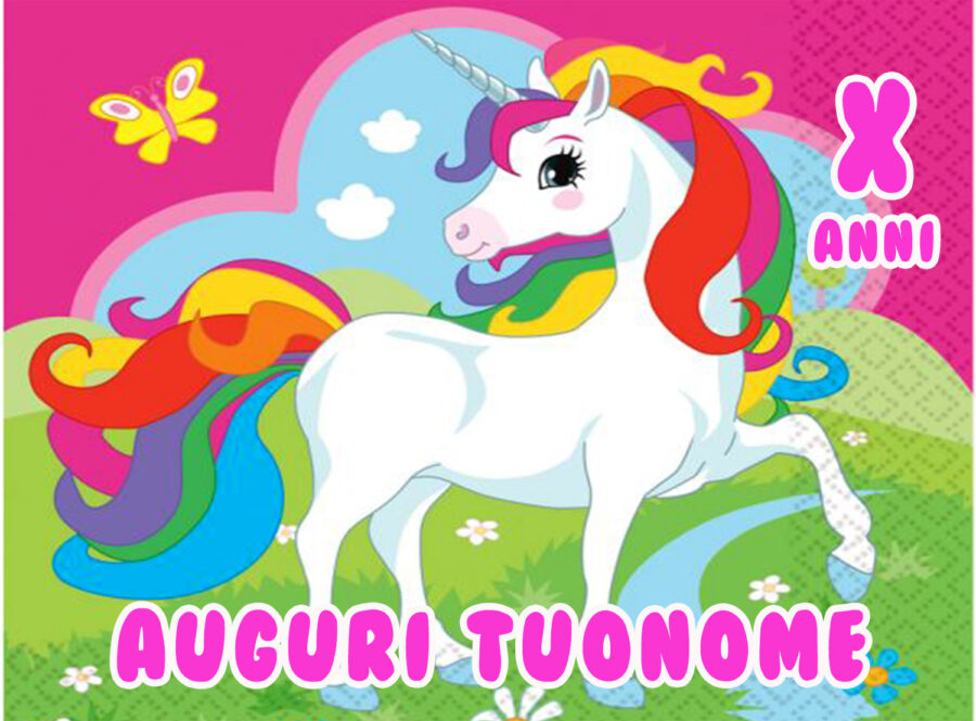 Cialda in ostia per torta UNICORNO ARCOBALENO personalizzabile, cialde, ostie