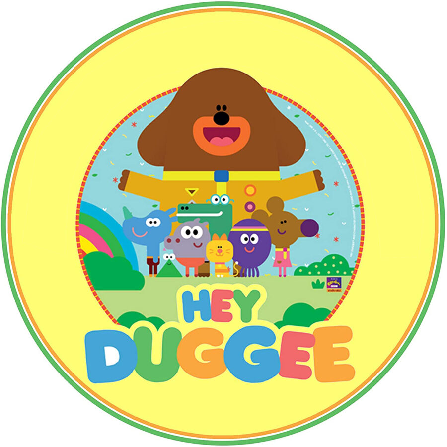 Cialda in ostia per torta con HEY DUGGEE personalizzata nome e anni