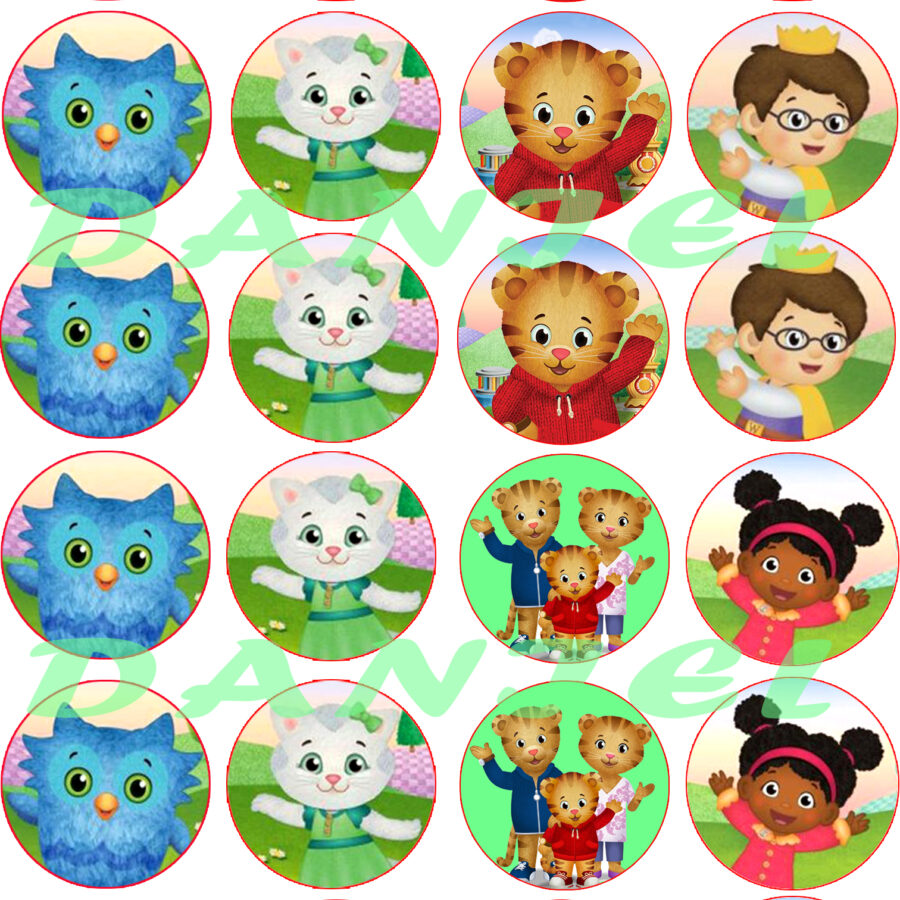 Mini cialde in ostia per cupcakes DANIEL TIGER, dischetti, sagome per dolci, cup cake, biscotti