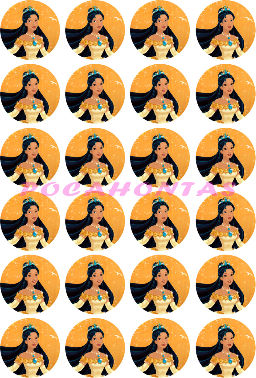 Mini cialde in ostia per cupcakes PRINCIPESSA DISNEY POCAHONTAS, dischetti, sagome per dolci, cup cake, biscotti