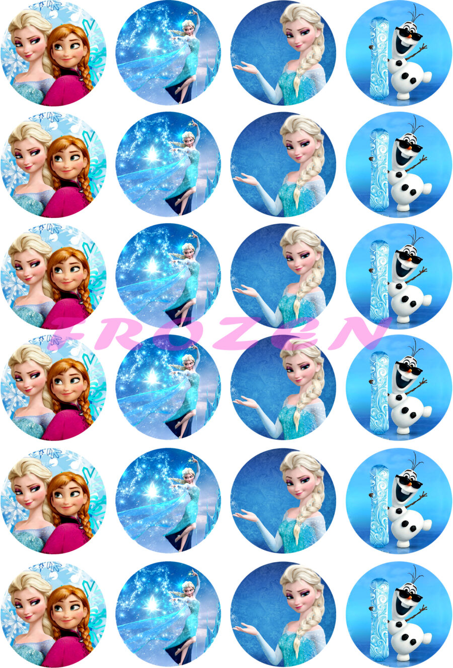 Mini cialde in ostia per cupcakes FROZEN, dischetti, sagome per dolci, cup cake, biscotti