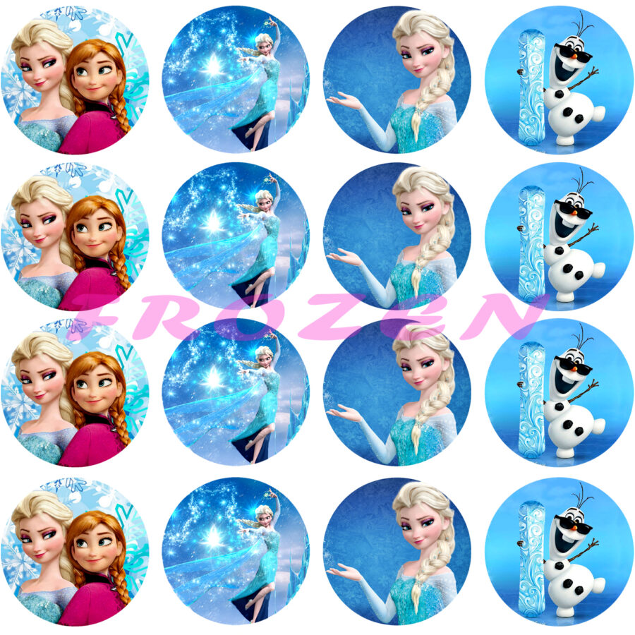 Mini cialde in ostia per cupcakes FROZEN, dischetti, sagome per dolci, cup cake, biscotti