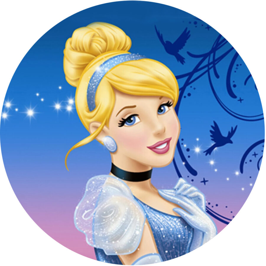 Cialda in ostia per torta PRINCIPESSE DISNEY PRINCESS CENERENTOLA, personalizzata nome, disco, dolce, torte, cialde, ostie