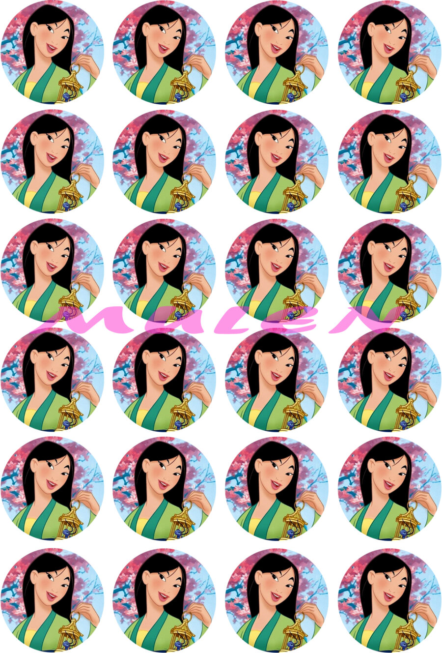 Mini cialde in ostia per cupcakes PRINCIPESSA DISNEY MULAN, dischetti, sagome per dolci, cup cake, biscotti