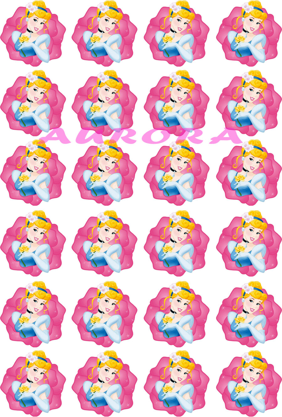 Mini cialde in ostia per cupcakes PRINCIPESSA DISNEY AURORA, dischetti, sagome per dolci, cup cake, biscotti