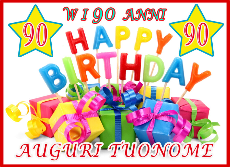 Cialda in ostia per torta rettangolare commestibile senza glutine, BUON COMPLEANNO 90 ANNI, personalizzata con nome, disco, dolce, torte, cialde, fogli, ostie, cake topper, decorazioni, DN