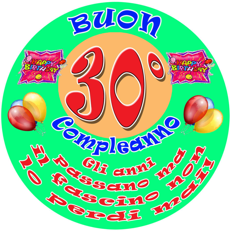 Cialda in ostia per torta tonda commestibile senza glutine, BUON COMPLEANNO 30 ANNI, personalizzata con nome, disco, dolce, torte, cialde, fogli, ostie, cake topper, decorazioni, BD