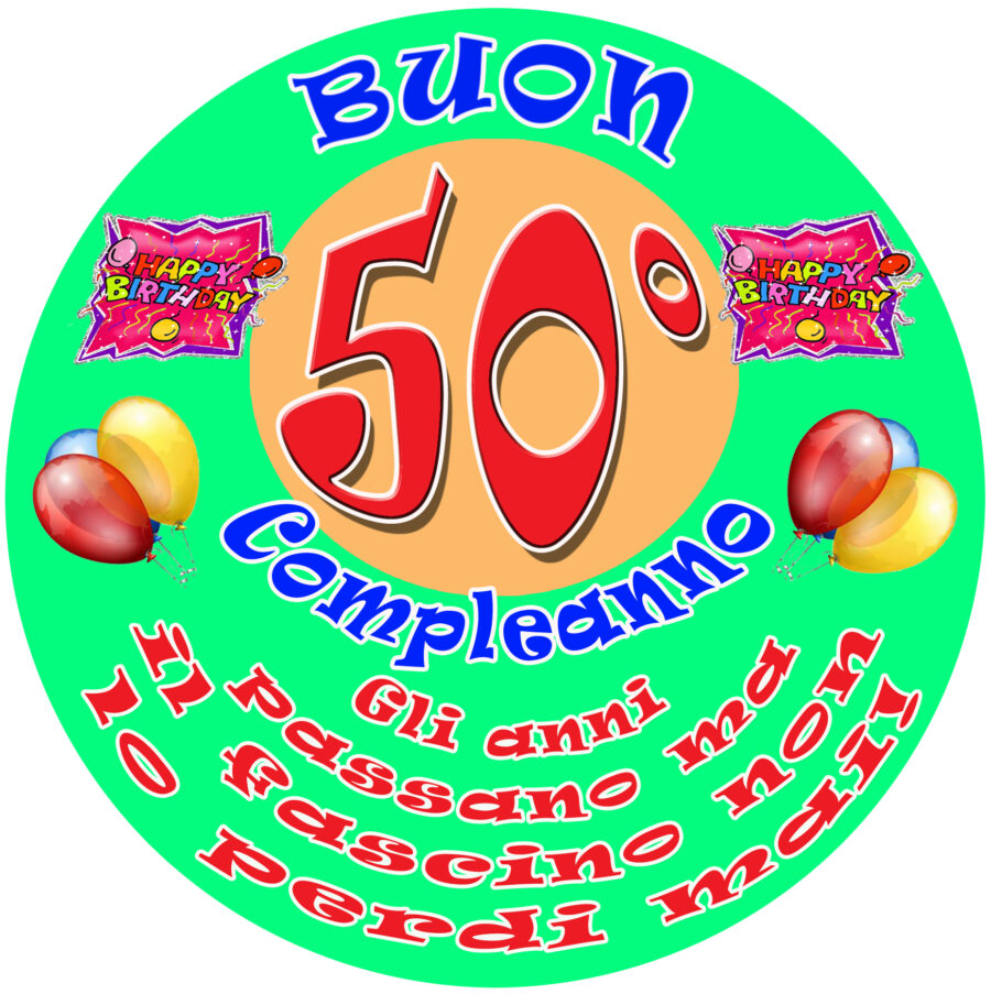 Cialda in ostia per torta tonda commestibile senza glutine, BUON COMPLEANNO 50 ANNI, personalizzata con nome, disco, dolce, torte, cialde, fogli, ostie, cake topper, decorazioni, BF