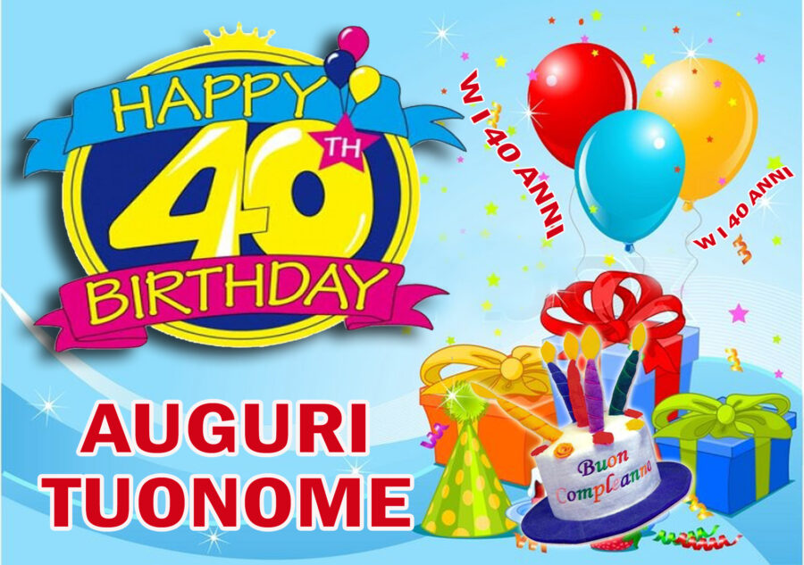Cialda in ostia per torta rettangolare commestibile senza glutine, BUON COMPLEANNO 40 ANNI, personalizzata con nome, disco, dolce, torte, cialde, fogli, ostie, cake topper, decorazioni, CM