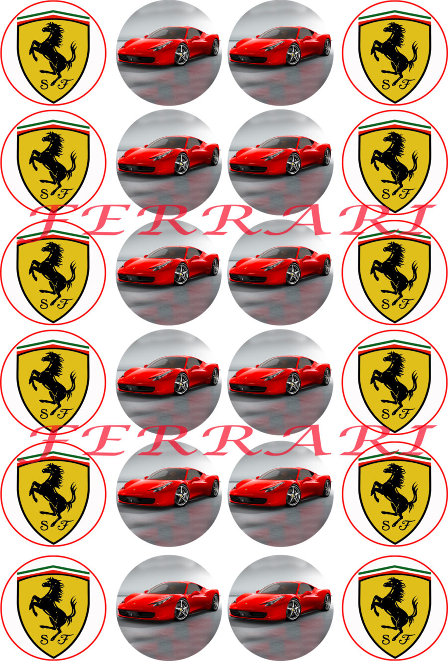 Mini cialde in ostia per cupcakes FERRARI, dischetti, sagome per dolci, cup cake, biscotti