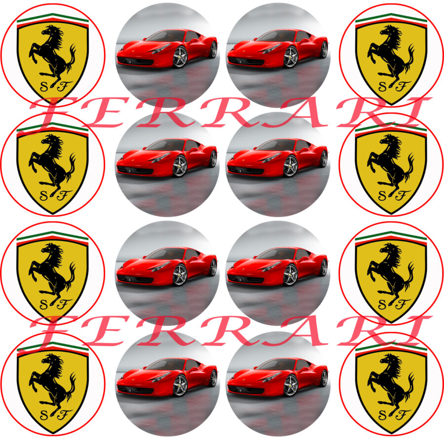 Mini cialde in ostia per cupcakes FERRARI, dischetti, sagome per dolci, cup cake, biscotti