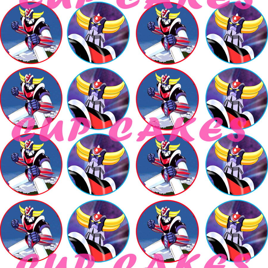 Mini cialde in ostia per cupcakes UFO ROBOT GOLDRAKE, dischetti, sagome per dolci, cup cake, biscotti