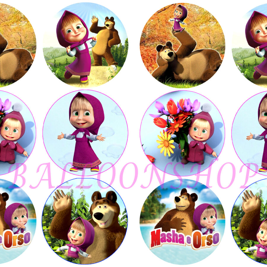Mini cialde in ostia per cupcakes MASHA E ORSO, dischetti, sagome per dolci, cup cake, biscotti