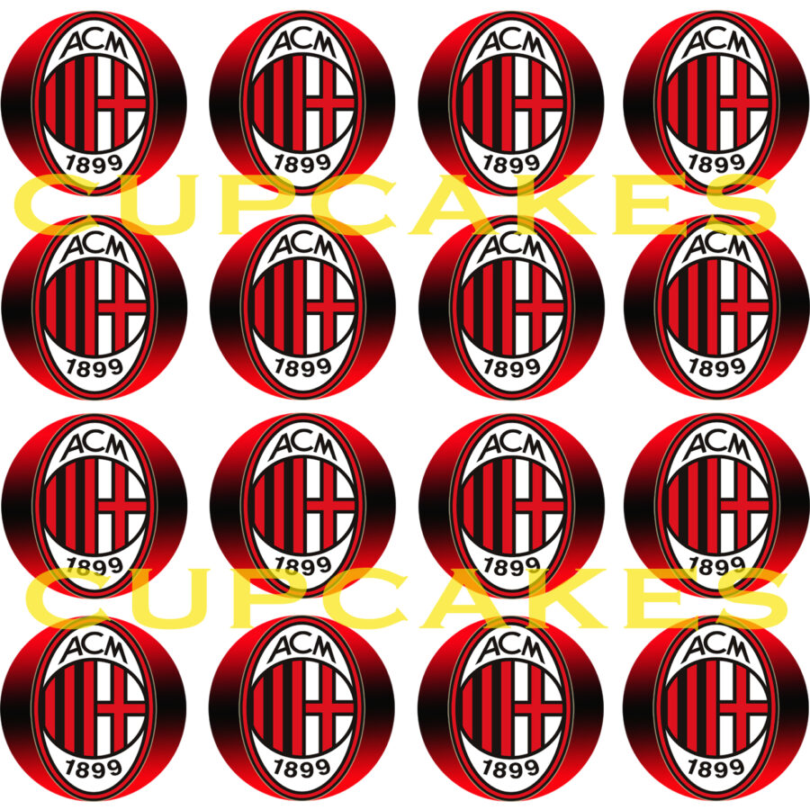 Mini cialde in ostia per cupcakes SQUADRA MILAN, dischetti, sagome per dolci, cup cake, biscotti