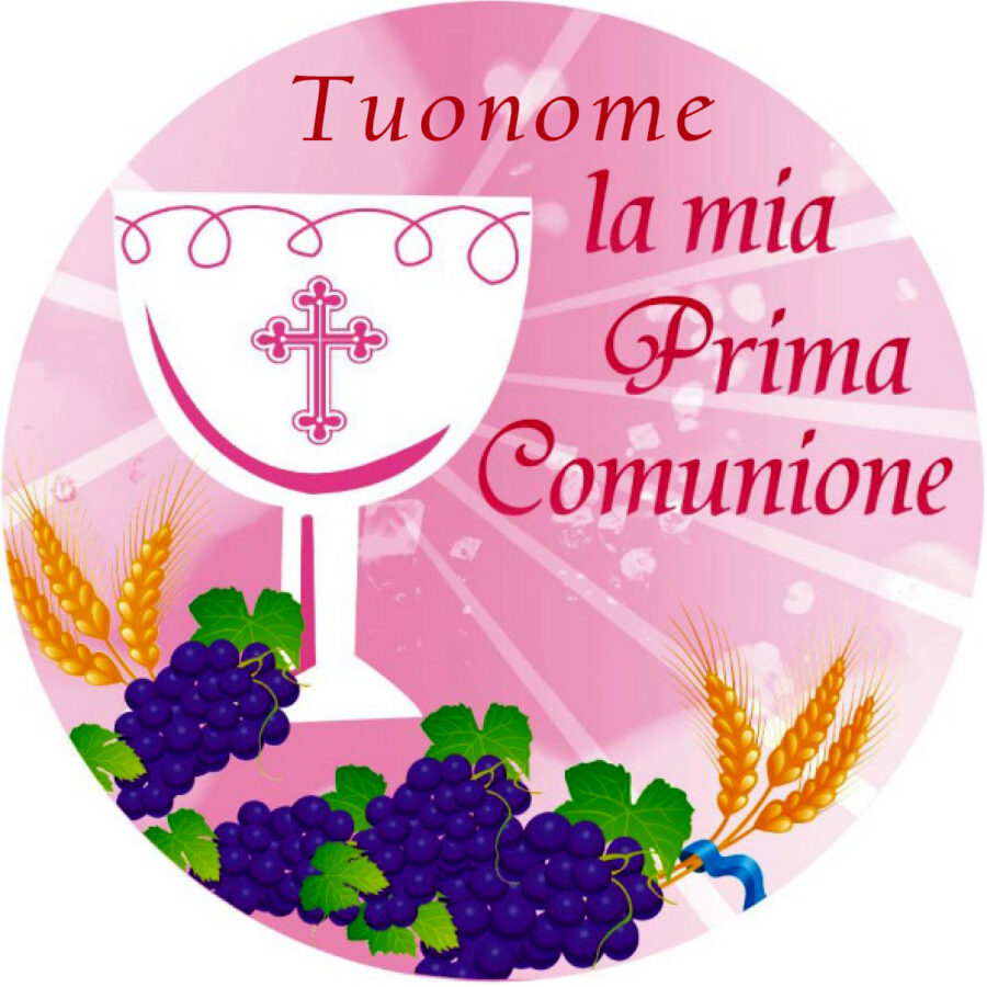 Cialda in ostia per torta con Prima Comunione, personalizzata nome