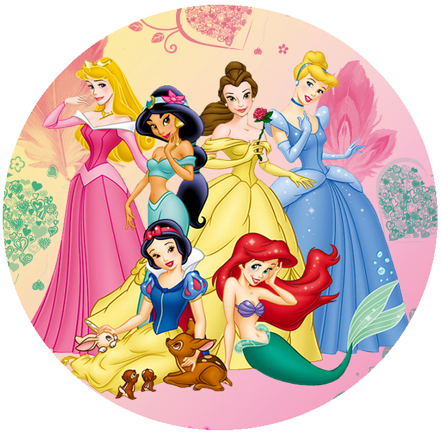 Cialda in ostia per torta PRINCIPESSE DISNEY PRINCESS, personalizzata nome, disco, dolce, torte, cialde, ostie