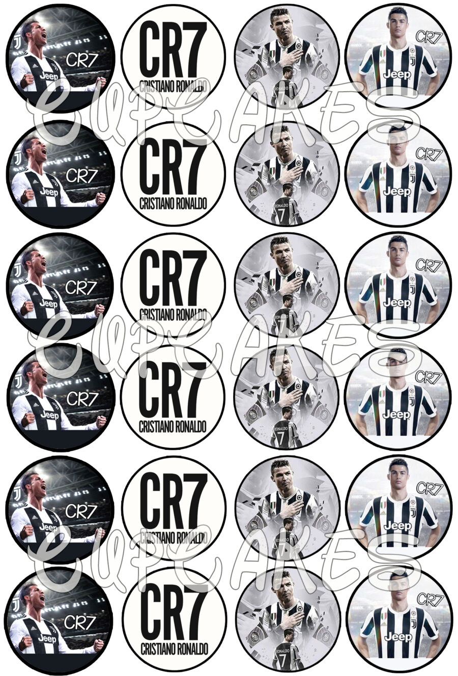 Mini cialde in ostia per cupcakes CRISTIANO RONALDO, dischetti, sagome per dolci, cup cake, biscotti