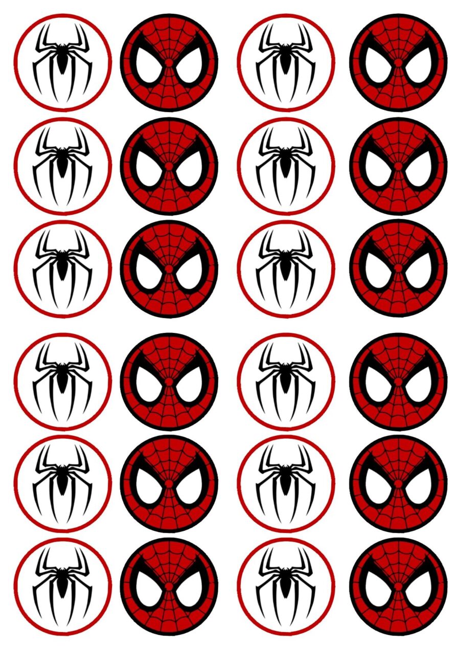 Mini cialde in ostia personalizzate per cupcakes SPIDER-MAN UOMO RAGNO, dischetti, sagome per dolci, cup cake, biscotti, muffin, dolcetti , toppers