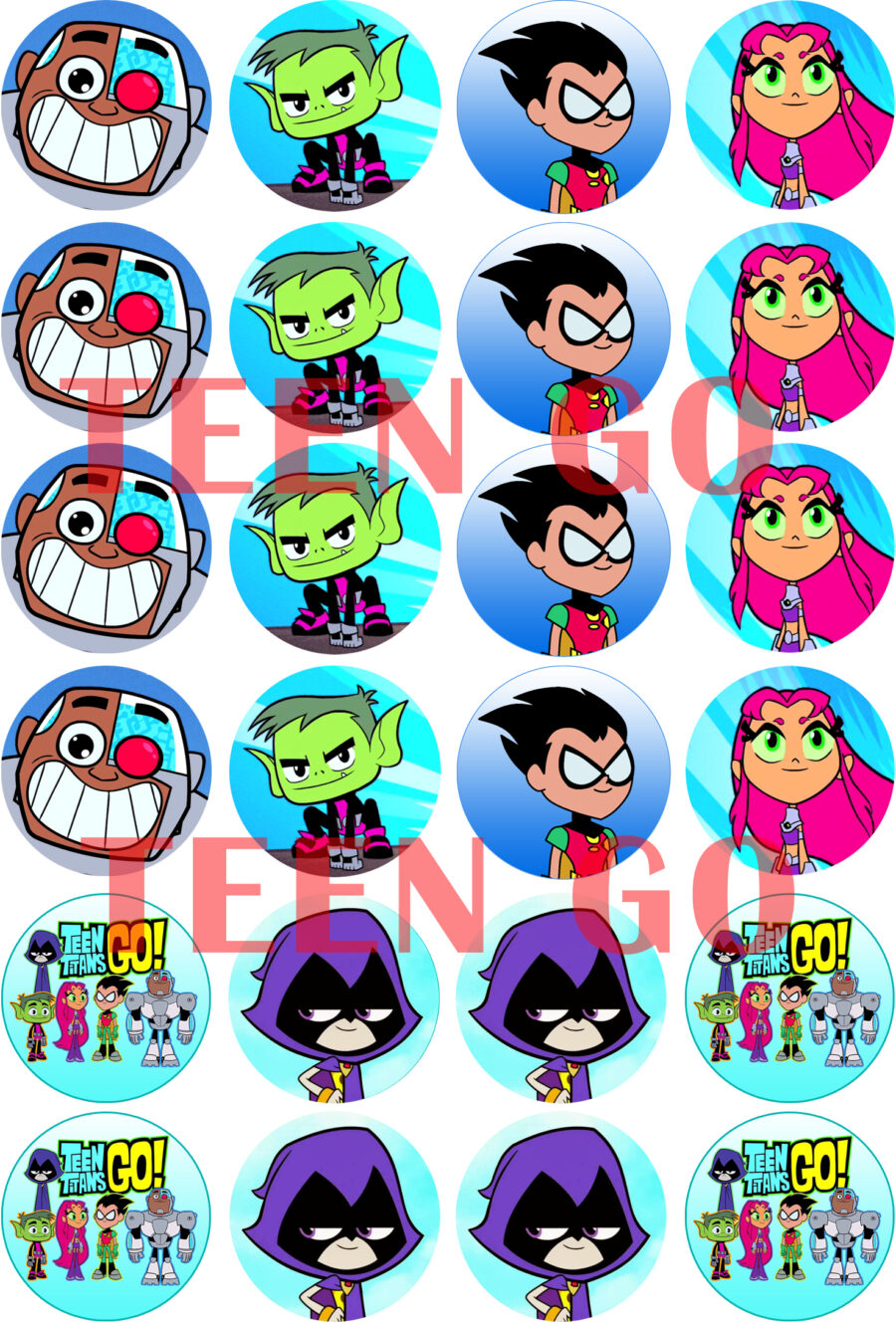 Mini cialde in ostia per cupcakes TEEN TITANS GO, dischetti, sagome per dolci, cup cake, biscotti