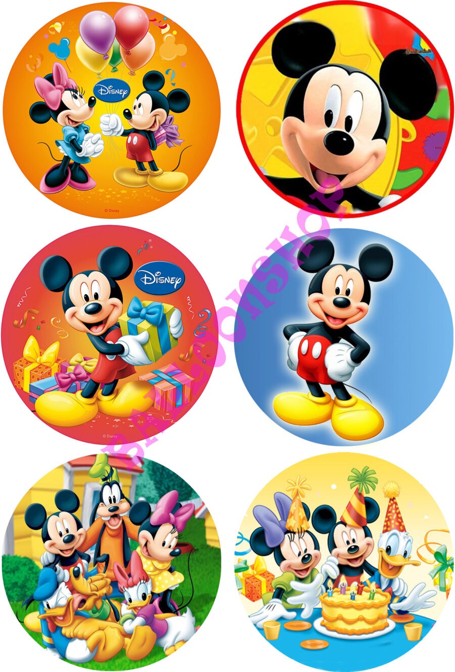 Mini cialde in ostia per cupcakes TOPOLINO MICKEY MOUSE, dischetti, sagome per dolci, cup cake, biscotti