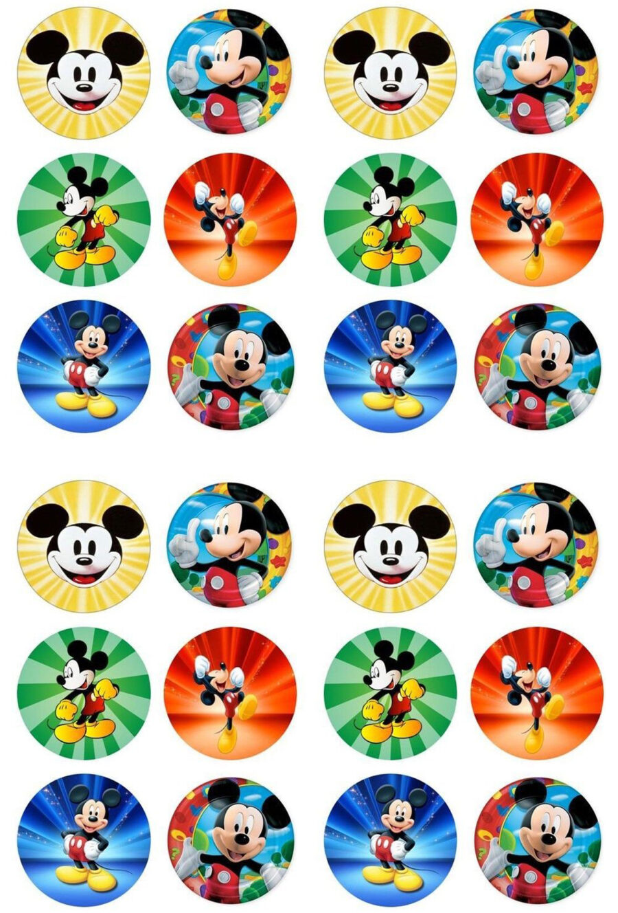 Mini cialde in ostia per cupcakes TOPOLINO MICKEY MOUSE, dischetti, sagome per dolci, cup cake, biscotti