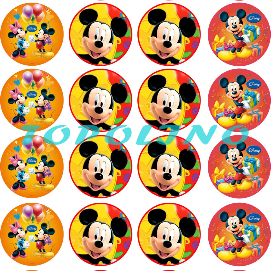 Mini cialde in ostia per cupcakes TOPOLINO MICKEY MOUSE, dischetti, sagome per dolci, cup cake, biscotti