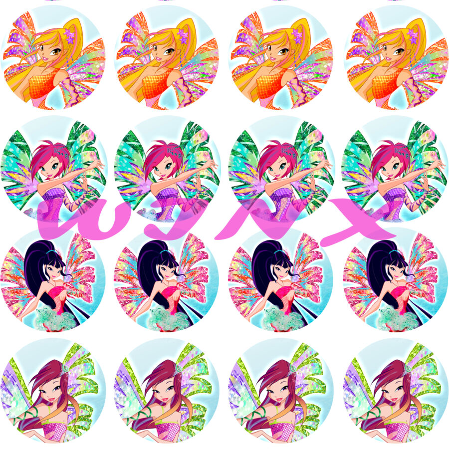 Mini cialde in ostia per cupcakes WINX CLUB, dischetti, sagome per dolci, cup cake, biscotti