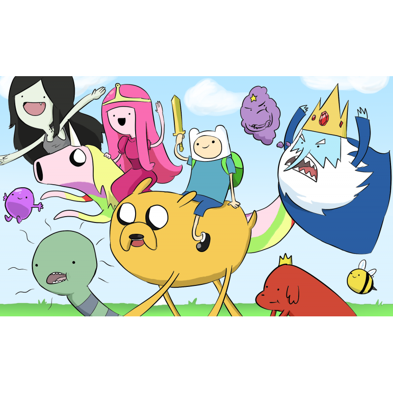 Cialda in ostia per torta con ADVENTURE TIME PERSONAGGI PRATO personalizzata