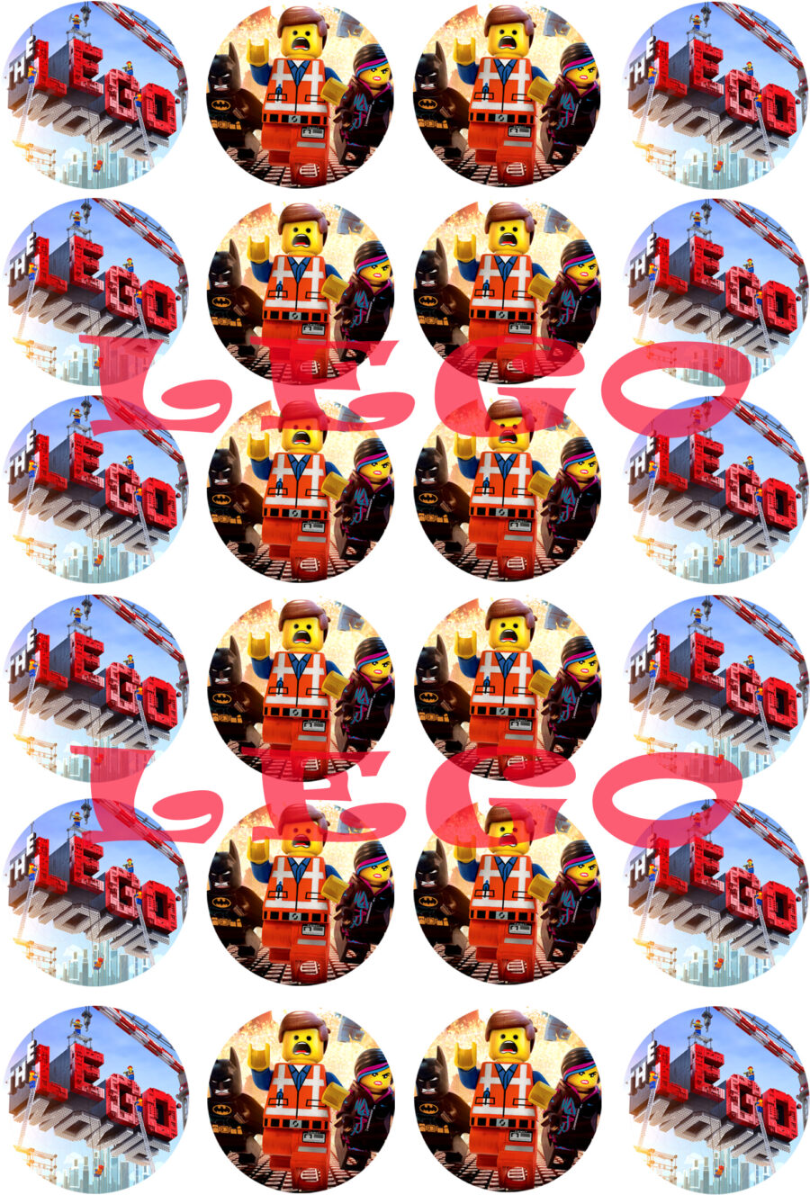 Mini cialde in ostia per cupcakes LEGO MOVIE, dischetti, sagome per dolci, cup cake, biscotti