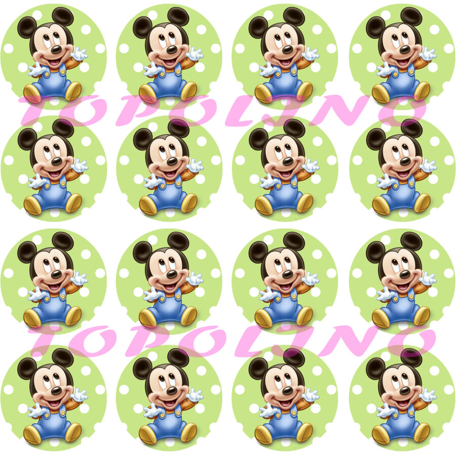 Mini cialde in ostia per cupcakes TOPOLINO MICKEY MOUSE BABY, dischetti, sagome per dolci, cup cake, biscotti