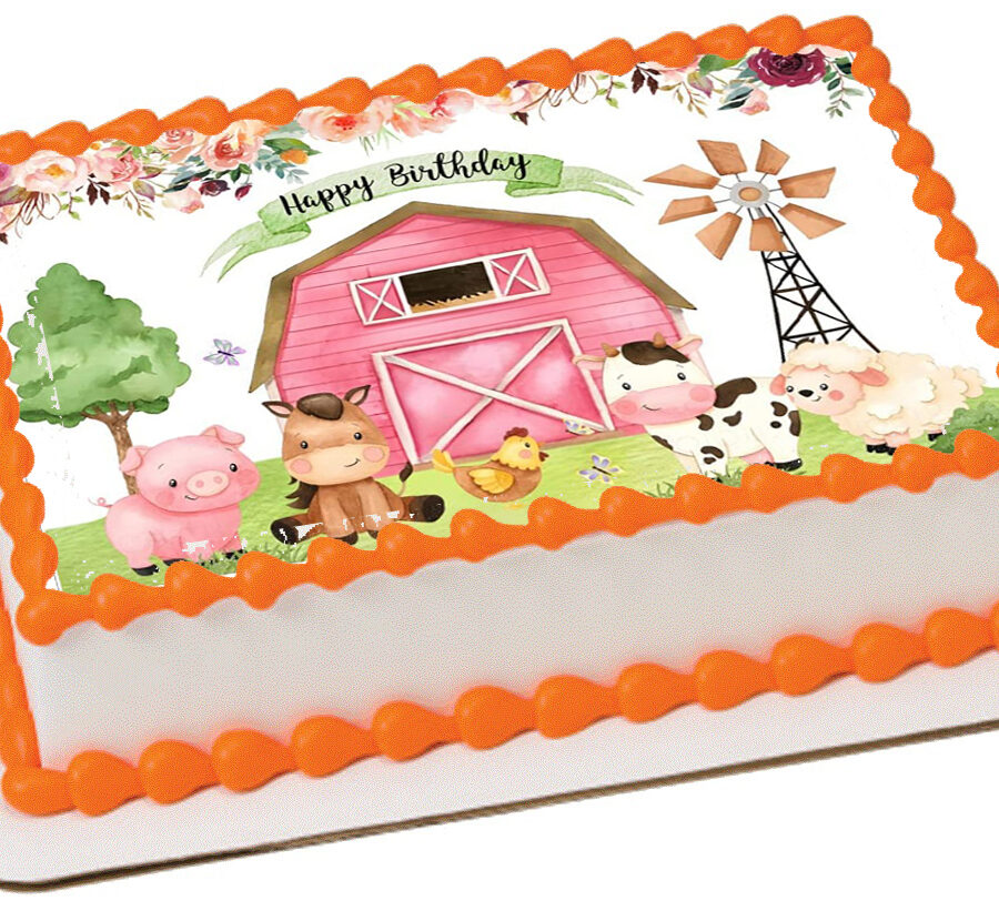 Cialda in ostia per torta rettangolare ANIMALI FATTORIA, personalizzata con nome, disco, dolce, torte, cialde, ostie, cake topper, decorazioni 63