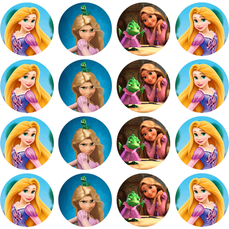 Mini cialde in ostia per cupcakes PRINCIPESSA DISNEY RAPUNZEL, dischetti, sagome per dolci, cup cake, biscotti
