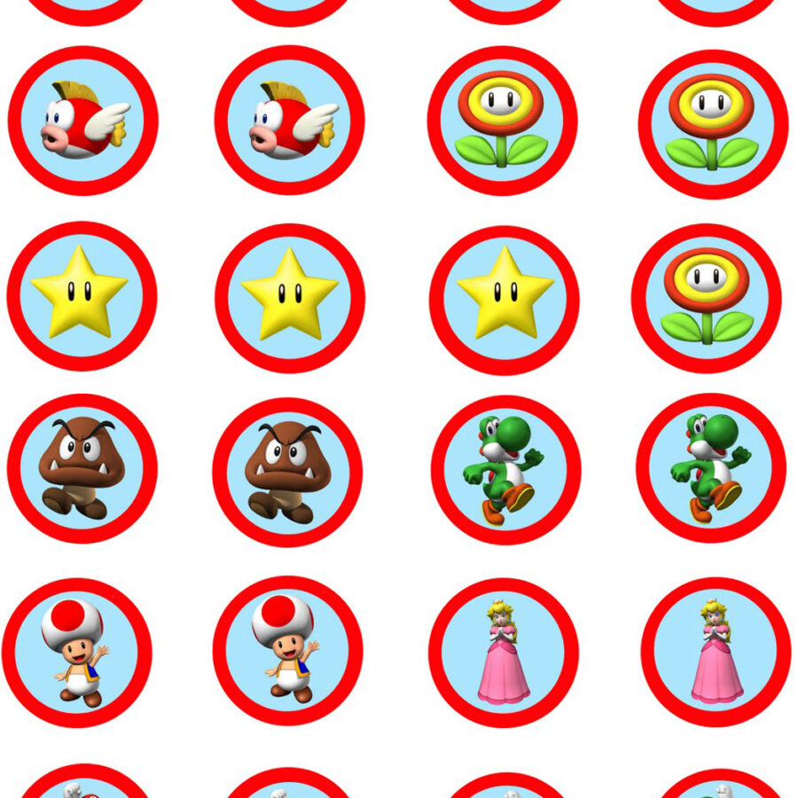 Mini cialde in ostia per cupcakes SUPER MARIO BROS, dischetti, sagome per dolci, cup cake, biscotti
